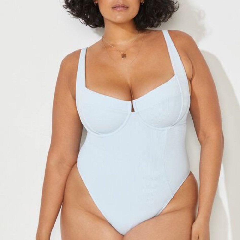 Pale Blue One Piece Swimsuit